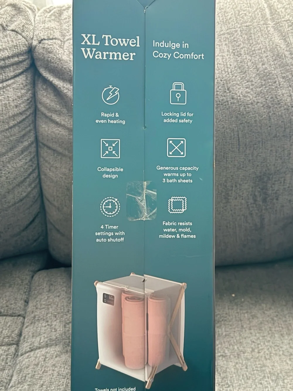 Homedics XL Towel Warmer in White and Pink Accent